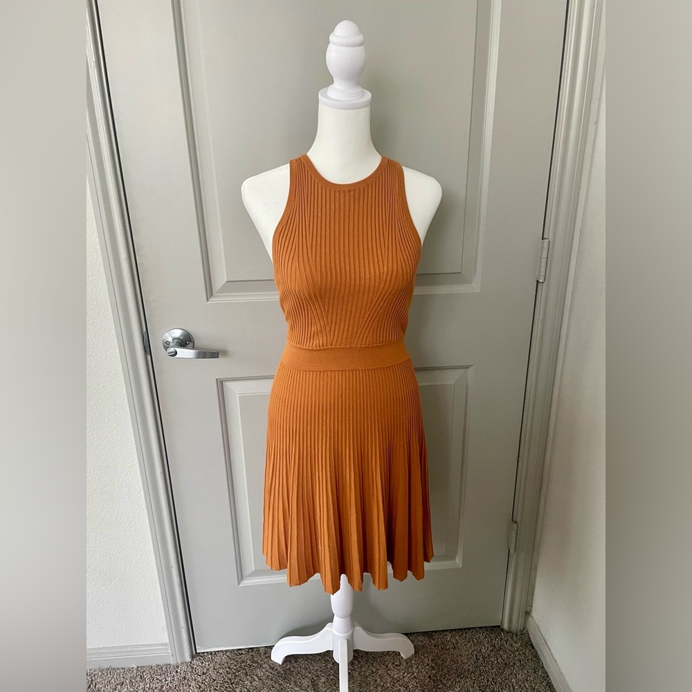Abercrombie & Fitch Burnt Orange Cut Out Halter Mini Dress
